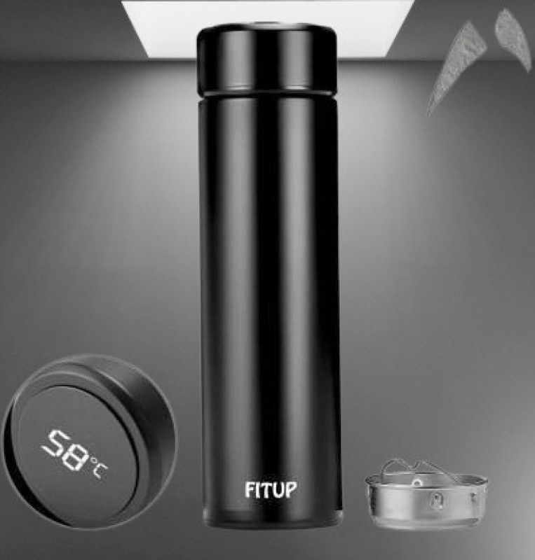 FITUP Hot Cold Water Bottle And LED Display Temperature bottle s10218 500 ml Bottle  (Pack of 1, Black, Steel)