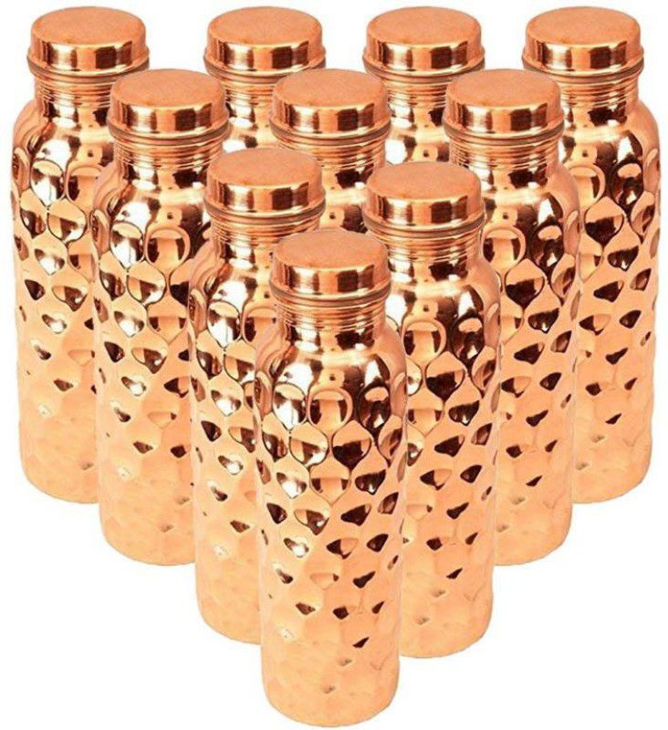 Krishna Metal Copper Designer Bottle, 10 Set 10000 ml Bottle  (Pack of 10, Brown, Copper)