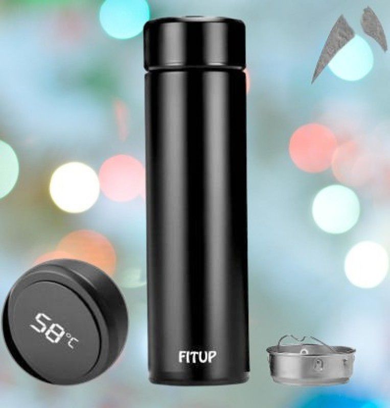FITUP Hot Cold Water Bottle And LED Display Temperature bottle s10217 500 ml Flask  (Pack of 1, Black, Steel)