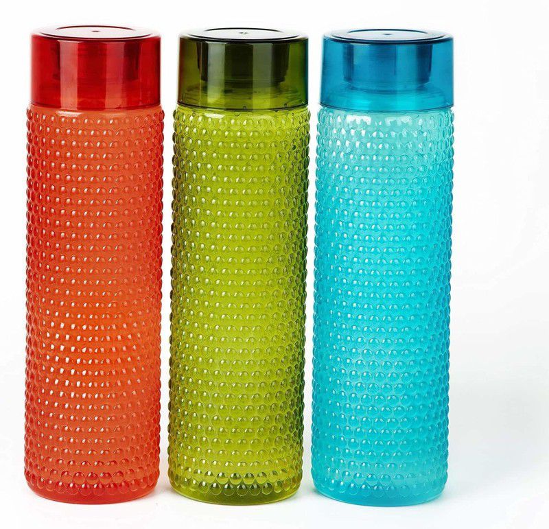 Imphi Plastic Fridge 3 piece Bottle Set|Water Bottle|Water Bottle 1000ml 1000 ml Bottle  (Pack of 3, Multicolor, Plastic)
