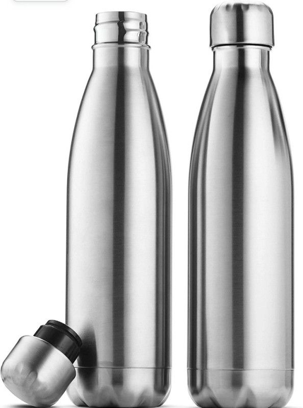 3D METRO SUPER STORE Thermosteel stainless steel Hot & Cold 1000 ml Bottle  (Pack of 2, Silver, Steel)