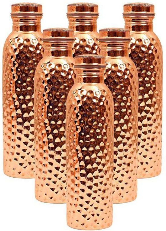 Sonalicious Copper Hammered Design Bottle, 6 Set 6000 ml Bottle  (Pack of 6, Brown, Copper)