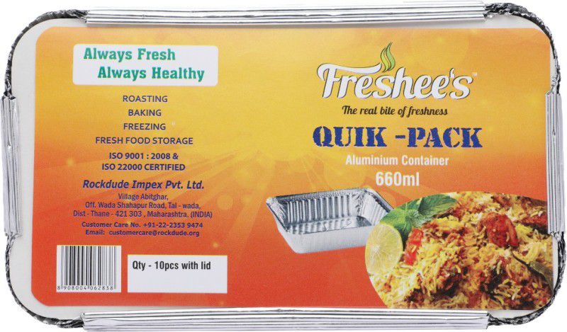 Freshee Quik - Pack Aluminium Container 660 ml Tray  (Pack of 10, Microwave Safe)