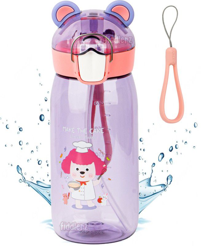 FIDDLERZ Water Bottle for Kids Cute Teddy Shape Anti-Leak (Purple) 550 ml Bottle  (Pack of 1, Purple, Tritan)