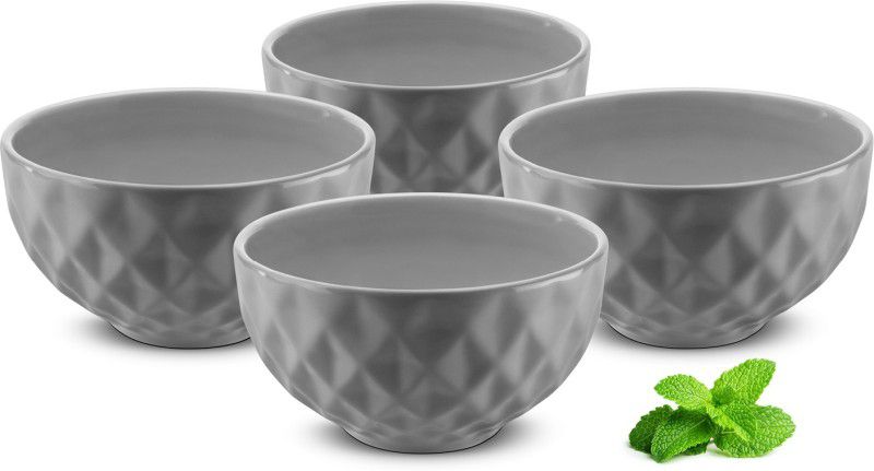 Prism Ceramic Serving Bowl  (Grey, Pack of 2)
