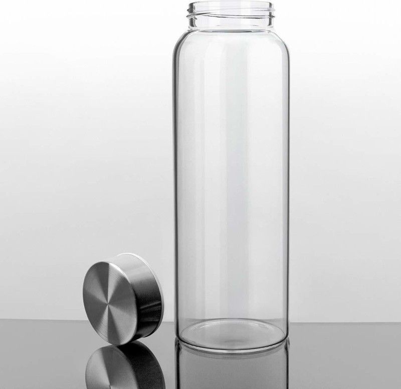 SkyKey Borosilicate Fully Transparent Clear Glass Water Bottle (1 Liter) 1000 ml Bottle  (Pack of 1, Clear, Glass)