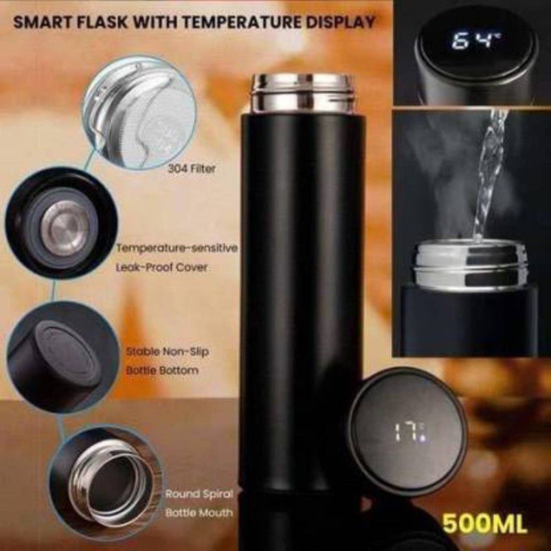 Shivaniket LED Indicator Display Hot & Cool Double Wall Temperature Water Bottle PT783 500 ml Flask  (Pack of 1, Multicolor, Aluminium)