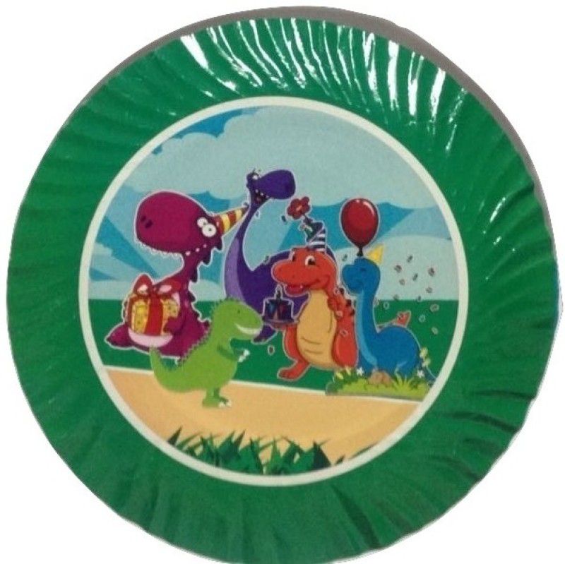FUNCART Funcart Barneys Dino Theme 9'' paper plates (10pcs) Plate  (Pack of 10)