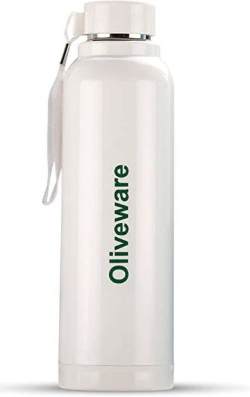 Oliveware Aura Insulated Steel Bottle - White | Fits Bags & Fridge | Strap for Easy Carry 690 ml Bottle  (Pack of 1, White, Steel)