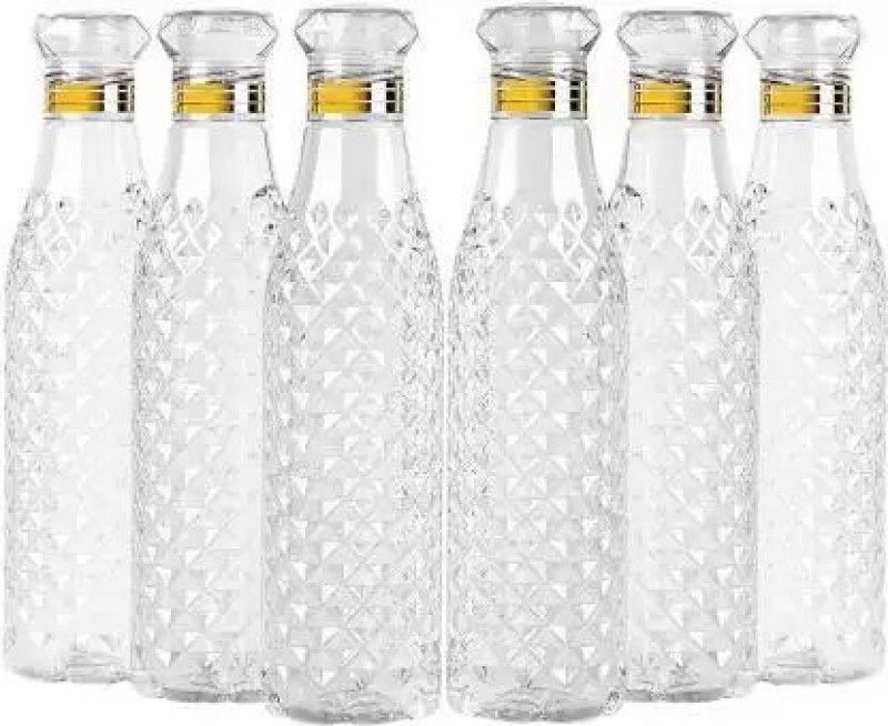 Philocaly Enterprise Crystal Clear Water Bottle for Fridge, for Home Office Gym School Boy Bottle 1000 ml Bottle  (Pack of 6, Clear, Plastic)