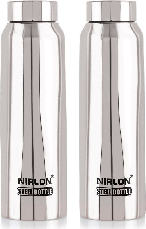 NIRLON Hikker Bottle Single Wall Stainless Steel Water Bottle 1000 ml Bottle  (Pack of 2, Silver, Steel)