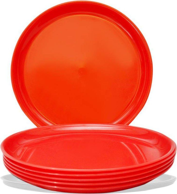 Dream Home Full Plate Round Red (Pack of 6) Dinner Plate  (Pack of 6, Microwave Safe)
