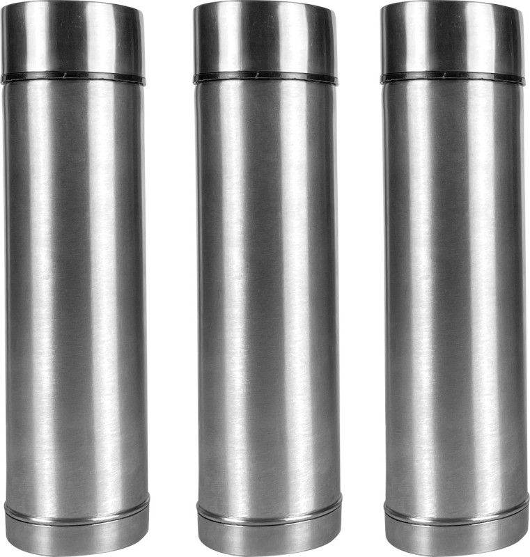 Prokitch Stainless Steel Fridge Bottle - H2O -1000 ml - Steel Finish - Pack of 3 1000 ml Bottle  (Pack of 3, Silver, Steel)
