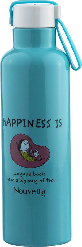 Nouvetta HAPPINESS BOOM DOUBLE WALL BOTTLE 500 ml Flask  (Pack of 1, Blue, Steel)
