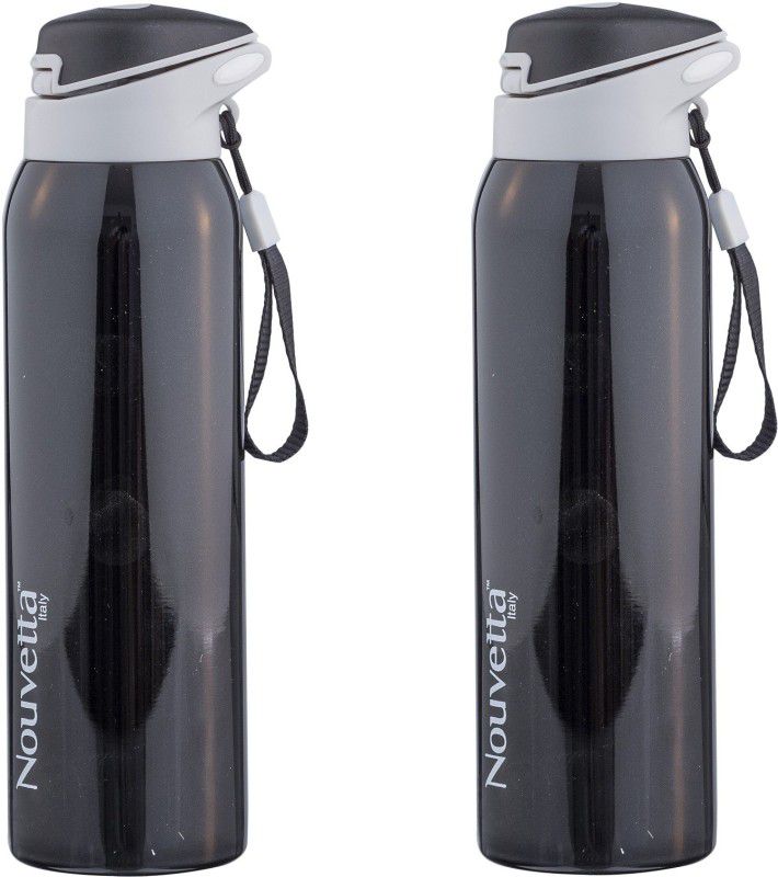 Nouvetta Robot Black 750 mL Stainless Steel Water Bottle set of 2 750 ml Bottle  (Pack of 2, Black, Steel)