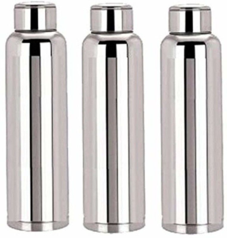 DWSS Water Bottles 1000 ml Bottle  (Pack of 3, Silver, Steel)