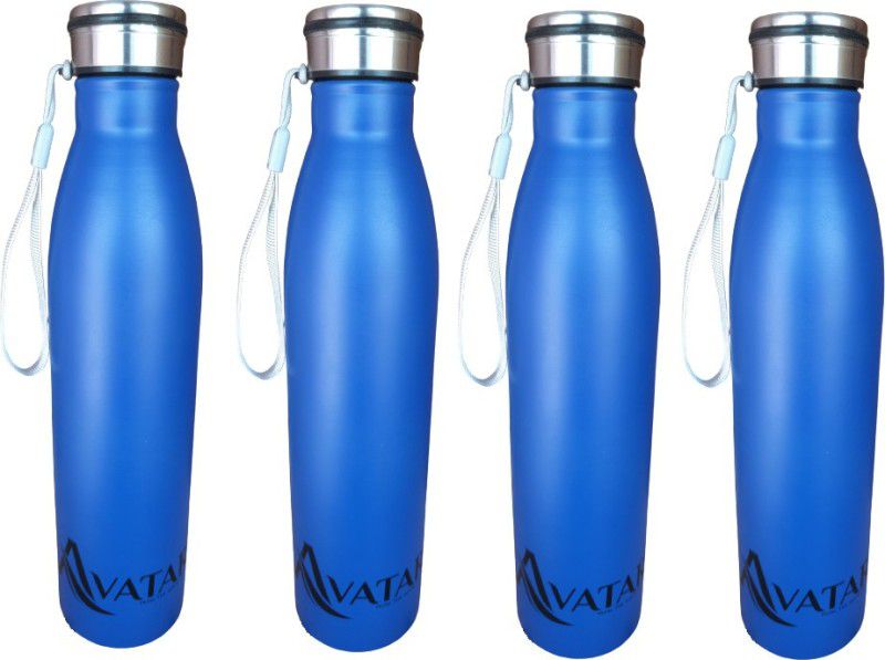 AVATAR 1000 ML 162 C BLUE COLOR STEEL WATER BOTTLE PACK 4 1000 ml Bottle  (Pack of 4, Blue, Steel)