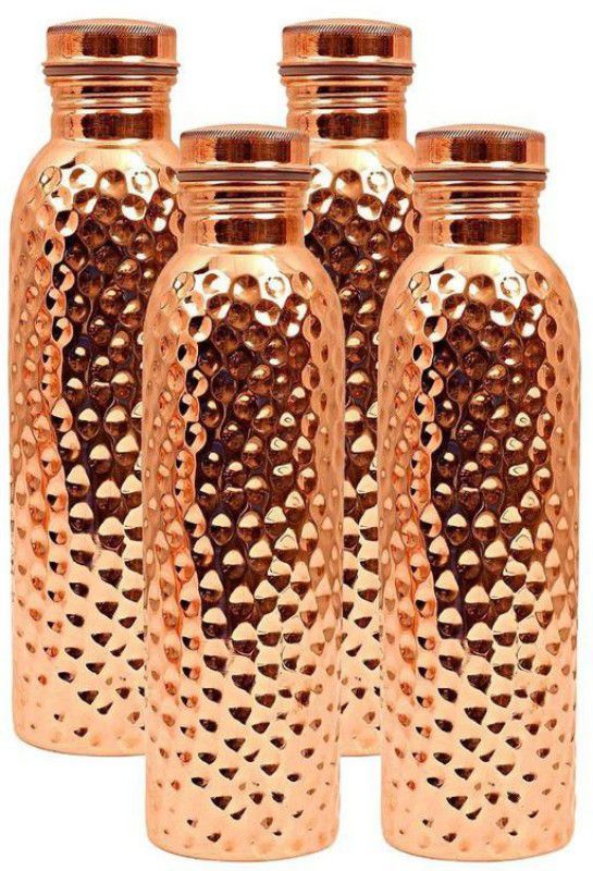 Sonalicious Copper Hammered Design Bottle, 4 Set 4000 ml Bottle  (Pack of 4, Brown, Copper)