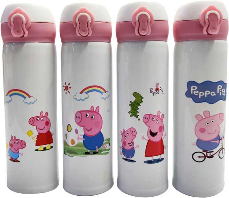 BONZEAL Peppa Pig Theme Random Design Stainless Steel Thermos Insulated Flask Water 500 ml Bottle  (Pack of 1, White, Steel)