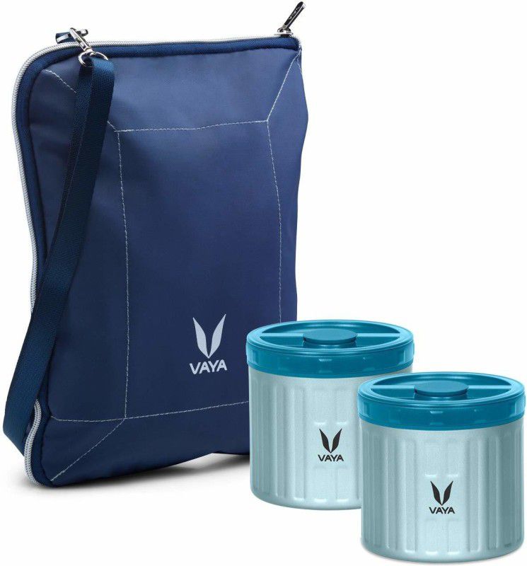 Vaya Preserve 600 ml Blue - Vacuum Insulated Stainless Steel Meal Container with BagMat, Portable Lunch Box, 2 x 300 ml, 2 Containers Lunch Box  (600 ml, Thermoware)