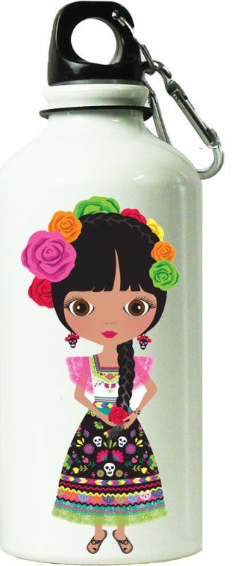 ShopBuzz Cute Traditional Girl Printed Sipper Bottle 600 ml Bottle  (Pack of 1, Multicolor, Steel)