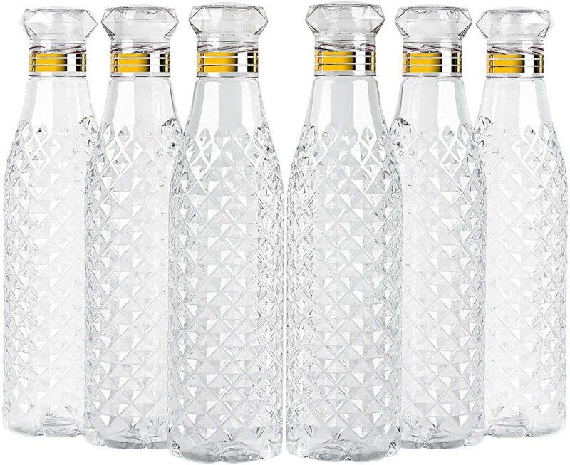 darkhood Crystal Clear Water Bottle for Fridge,for Home Office Gym School Boy,Unbreakable 1000 ml Bottle  (Pack of 6, Clear, PET)