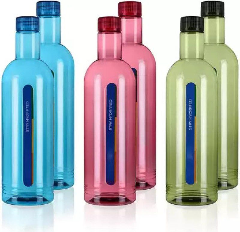 SIDDHESHWAR TRADING Premium Quality Aura Fridge Bottle Set ( 6 PCS ) 1000 ml Bottle  (Pack of 6, Multicolor, PET)