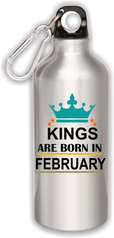 Koolzprint Kings Are Born In February Printed Sipper Bottle 600 ml Bottle  (Pack of 1, Multicolor, Aluminium)