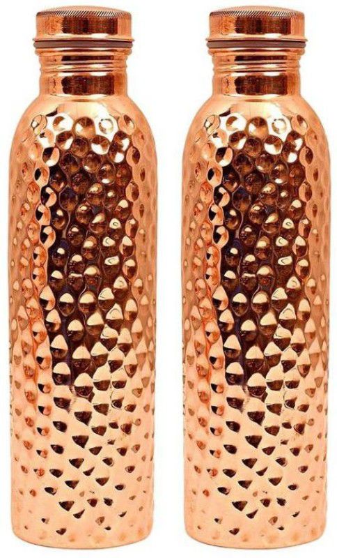 Olwin Interior Products Copper Hammered Design Bottle 2000 ml Bottle  (Pack of 2, Brown, Copper)