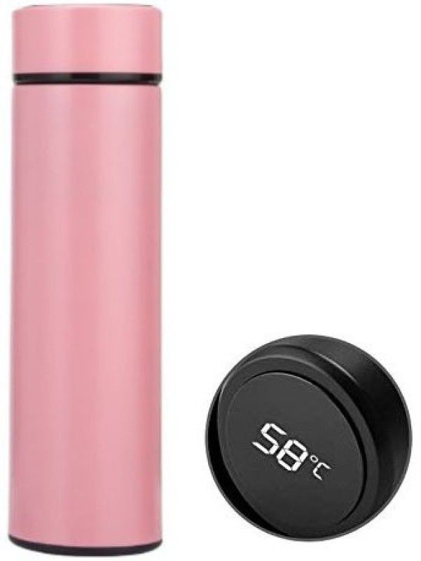 V FINANCERS Super Quality LED Temperature Display Indicator Insulated Flask 500 ml Bottle 500 ml Flask  (Pack of 1, Pink, Steel)