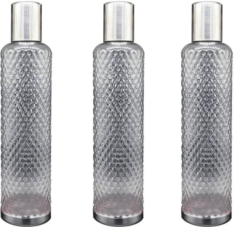 Smart Eye Crystal Water Bottle 1000 ml Bottle  (Pack of 3, Silver, PET)
