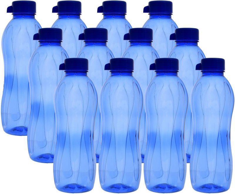 KUBER INDUSTRIES Plastic 12 Pieces Aqua Fridge Water Bottle with Lid (1000ml, Blue)-KUBMART510 1000 ml Bottle  (Pack of 12, Blue, Plastic)