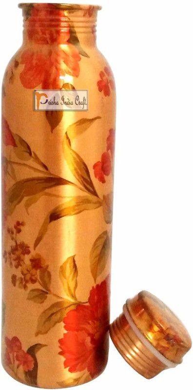 Prisha India Craft Copper Water Bottle, Digital Printed, Flower Design, 900 ML 900 ml Bottle  (Pack of 1, Copper, Copper)