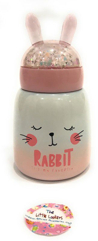 The Little Lookers Stainless Steel Flask Pastel Pink Rabbit Hot & Cold Bottle 300 ml Flask  (Pack of 1, Pink, White, Steel)