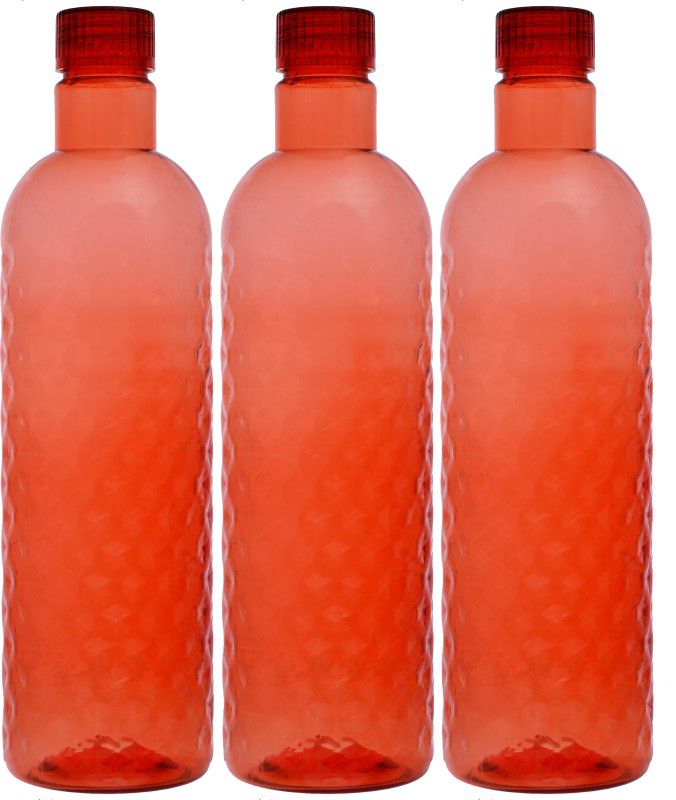 KUBER INDUSTRIES Plastic 3 Pieces Hammer Fridge Water Bottle Set with Lid (1000ml, Red)-KUBMART384 1000 ml Bottle  (Pack of 3, Red, Plastic)
