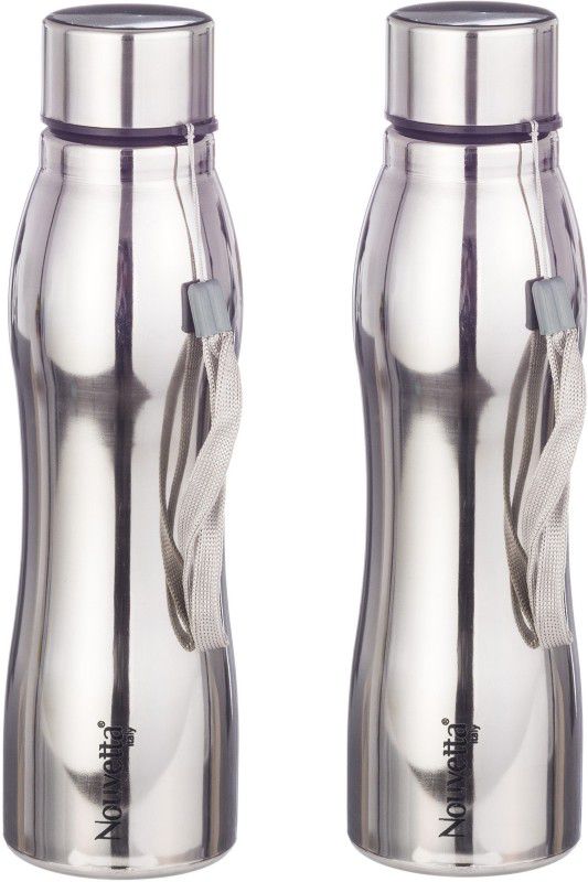 Nouvetta Trump Silver 1000 mL Stainless Steel Water Bottle set of 2 1000 ml Bottle  (Pack of 2, Silver, Steel)