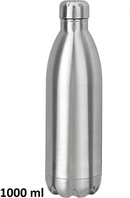Dealdona Stainless Steel Vacuum Insulated Thermo Flask Hot Cold Water Bottle 1000 ml Bottle  (Pack of 1, Silver, Steel)