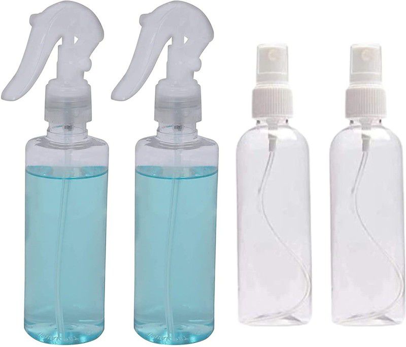 fixree Empty Plastic Spray bottle fine mist for sanitizer Hair Cleaning (combo 2-2 )100ml 200 ml Spray Bottle  (Pack of 1, Clear, Plastic)