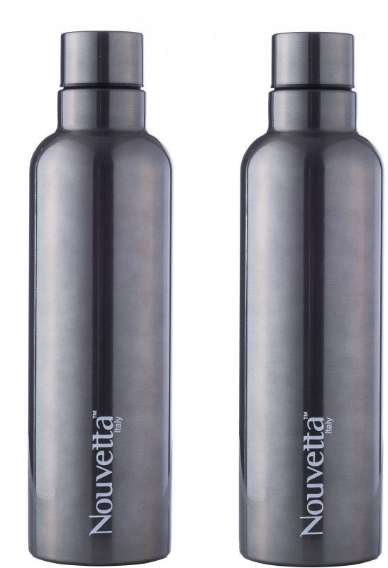 Nouvetta Sicily Grey 750 mL Stainless Steel Water Bottle set of 2 750 ml Bottle  (Pack of 2, Grey, Steel)