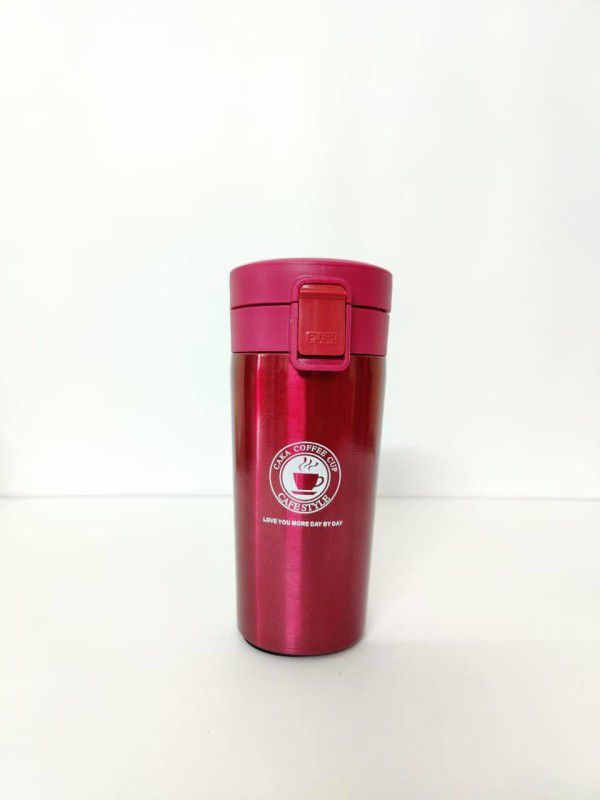 Salvin Enterprises Stainless steel Vacuum insulation cup- Travel friendly tea or coffee mug flask 400 ml Flask  (Pack of 1, Pink, Steel)