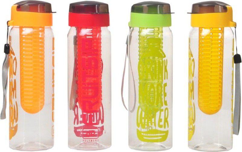 IMAGO Infuser Detox sport Fruit Sip Four Colour Bottle 700 ml Bottle  (Pack of 4, Multicolor, Plastic)