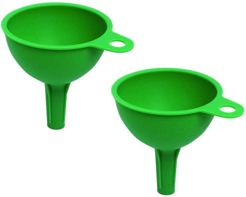 MANTRAOVERSIS Funnel for Water Bottle Liquid Transfer Silicone Funnel Silicone Funnel Set  (Green, Pack of 2)