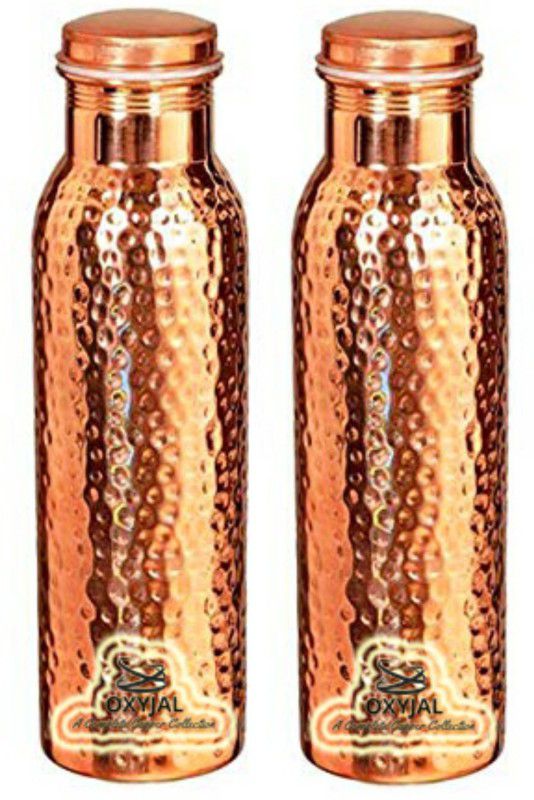 Oxyjal i2k M2d Cdd Branded Hammered 100% Copper Purity to Make Drinking Water Healthy 1000 ml Bottle  (Pack of 2, Brown, Copper)