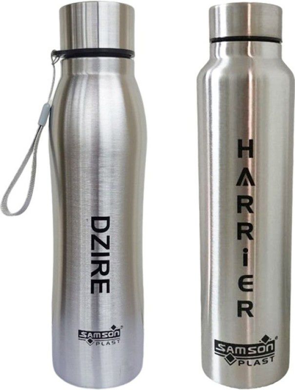 Dzire-Harrier Stainless Steel Fridge Water Bottle Combo (Pack of 2) 1000 ml Bottle  (Pack of 2, Silver, Steel)