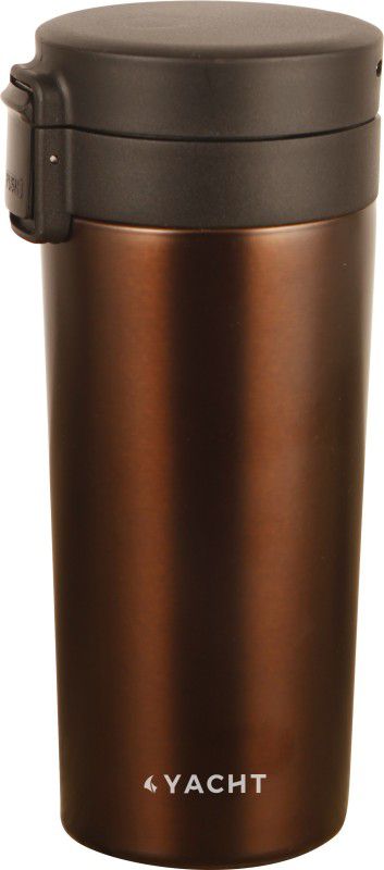 YACHT Vacuum Insulated Hot & Cold Double wall Thermosteel Travel Mug, Refresh, 400 ml Flask  (Pack of 1, Brown, Steel)