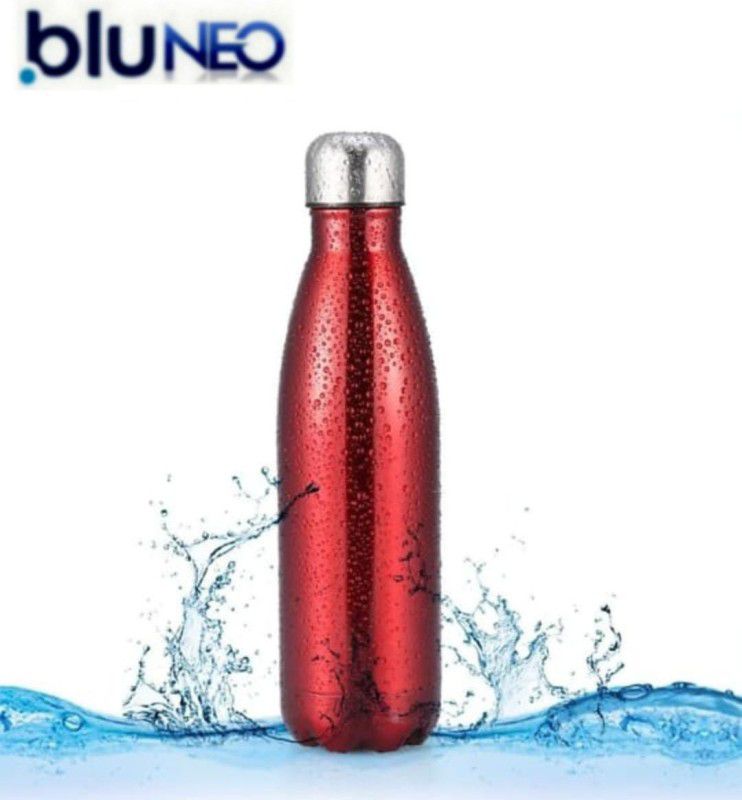 BluNeo Stainless Steel Insulated Thermosteel Double Wall Vacuum Hot & Cold Bottle 8HRS 500 ml Flask  (Pack of 1, Red, Steel)