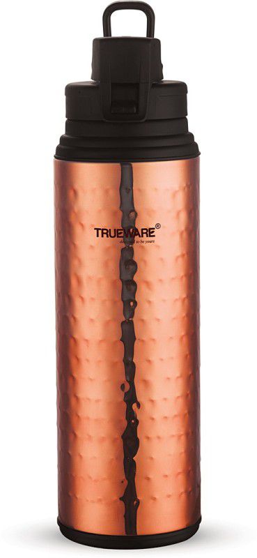 Trueware Fusion Plus 600 Water Copper Bottle with Hammered Lacquer Finish -Copper 500 ml Flask  (Pack of 1, Copper, Steel)