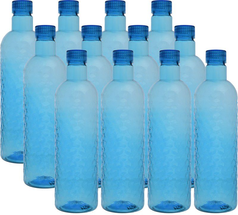 KUBER INDUSTRIES Plastic 12 Pieces Hammer Fridge Water Bottle Set with Lid (1000ml, Sky Blue)- 1000 ml Bottle  (Pack of 12, Blue, Plastic)
