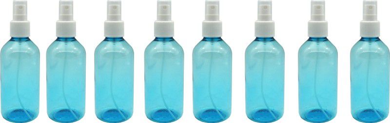 Harspet 200ml Empty Refillable Reusable Mist Spray Blue Bottle Set of 8 200 ml Spray Bottle  (Pack of 8, Blue, PET)