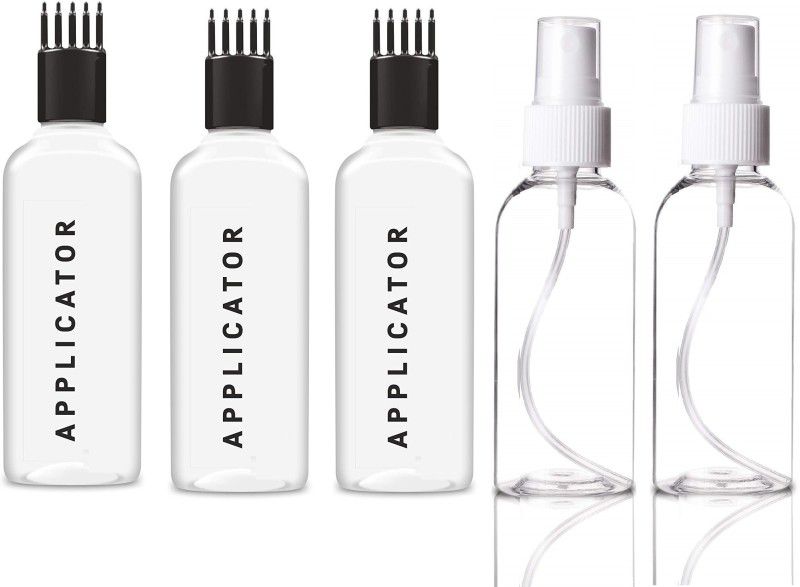 Elecsera Spray Bottle with Applicater Bottle 100 ml 100 ml Bottle  (Pack of 5, White, Plastic)